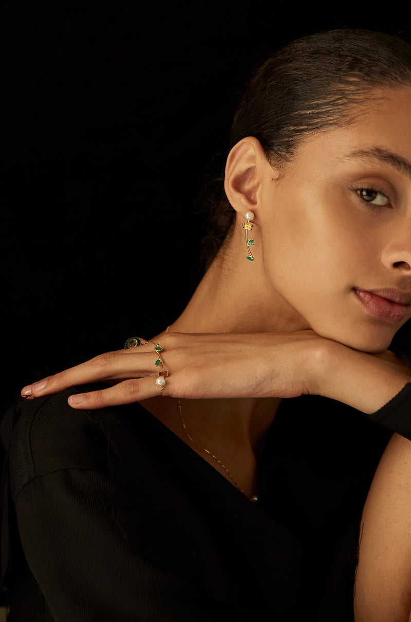 FLOR PERLA PETALOS シトリン ピアス ペア