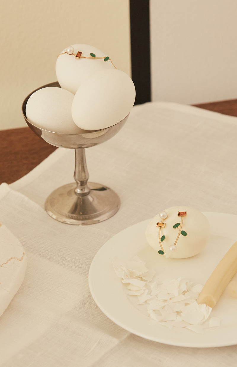FLOR PERLA PETALOS シトリン ピアス ペア