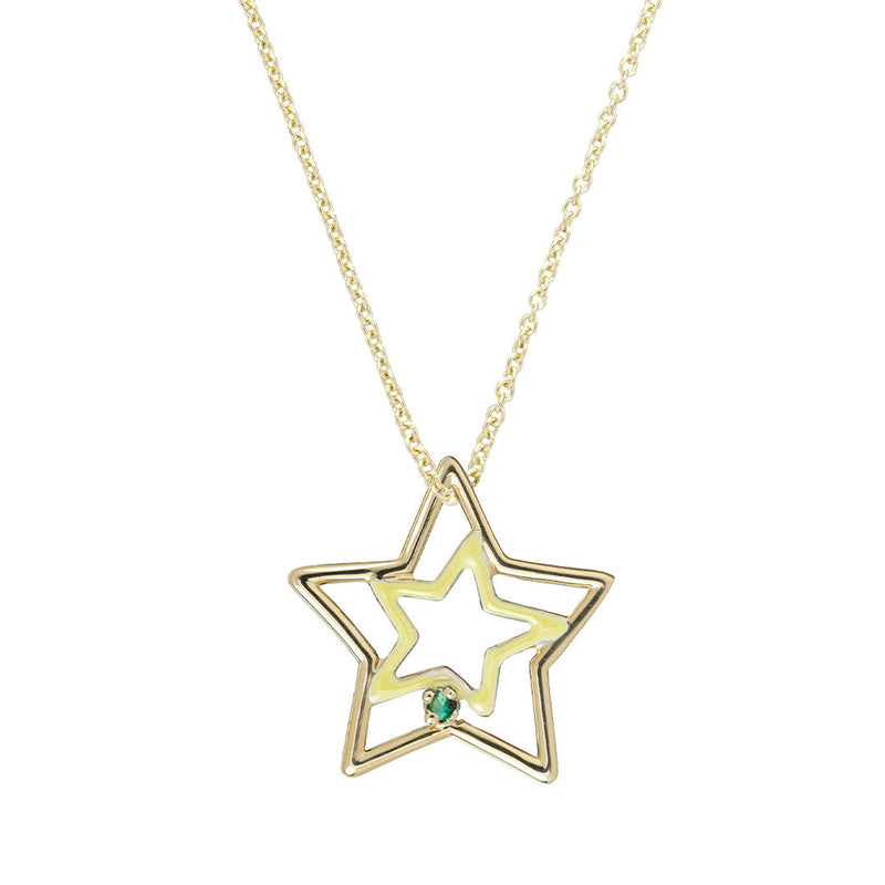 ESTRELLA エメラルド エナメル ネックレス