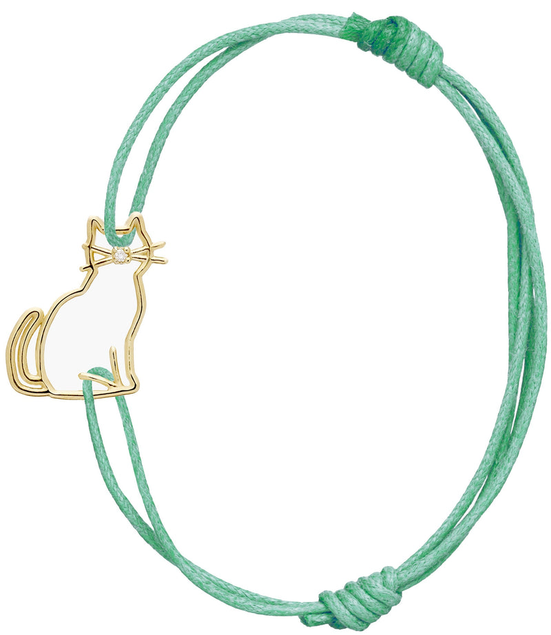 ダイヤモンドのついた猫の金のコードブレスレット