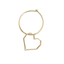 画像をギャラリービューアに読み込む, ダイヤモンドのついたハートの金のフープピアス
