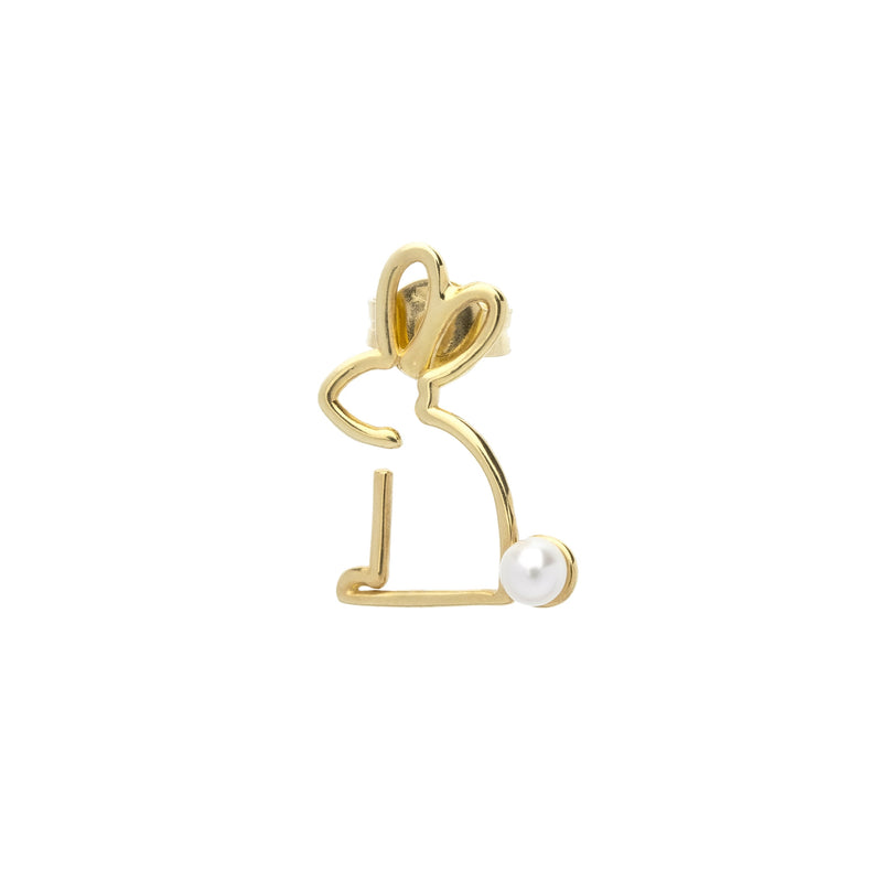 パールのついたウサギの金のピアス