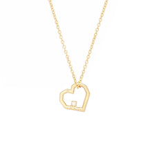 画像をギャラリービューアに読み込む, ダイヤモンドのついたハートの金のネックレス