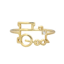 画像をギャラリービューアに読み込む, ダイヤモンドのついた汽車の金の指輪