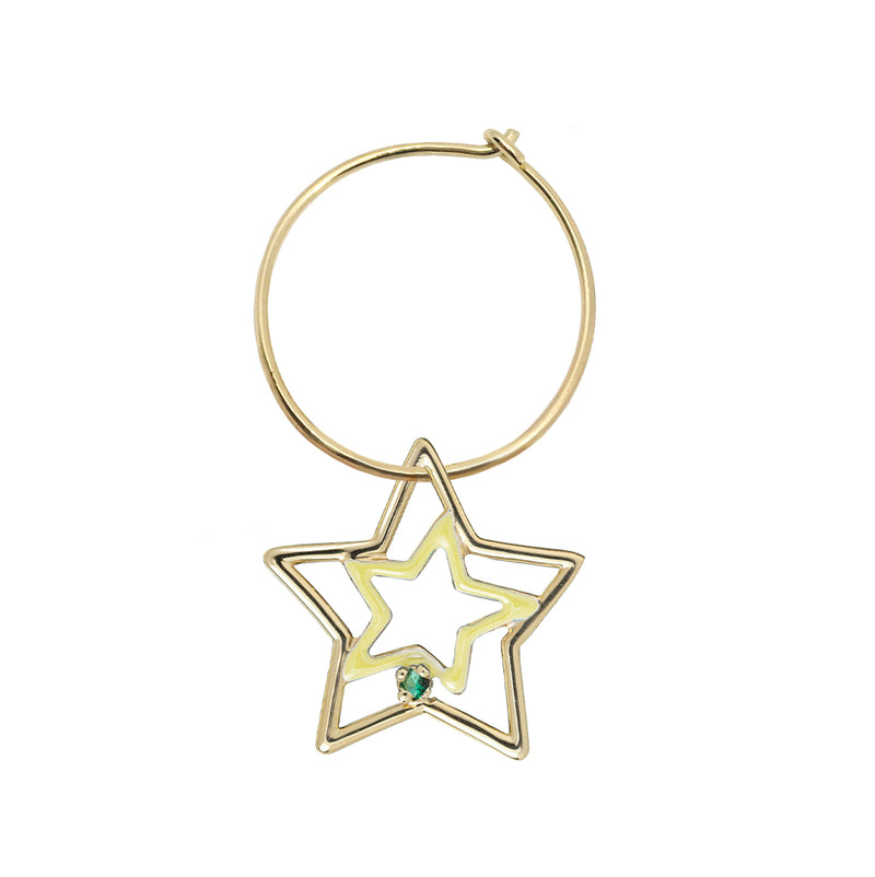 ESTRELLA エメラルド エナメル フープピアス