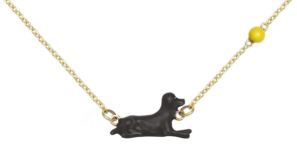 【ALIITA】Perrito Pelota エナメル&イエローゴールドネックレス aliita-necklace-dog-gold-
