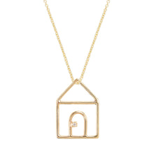 画像をギャラリービューアに読み込む, ダイヤモンドのついた小さな家の金のネックレス
