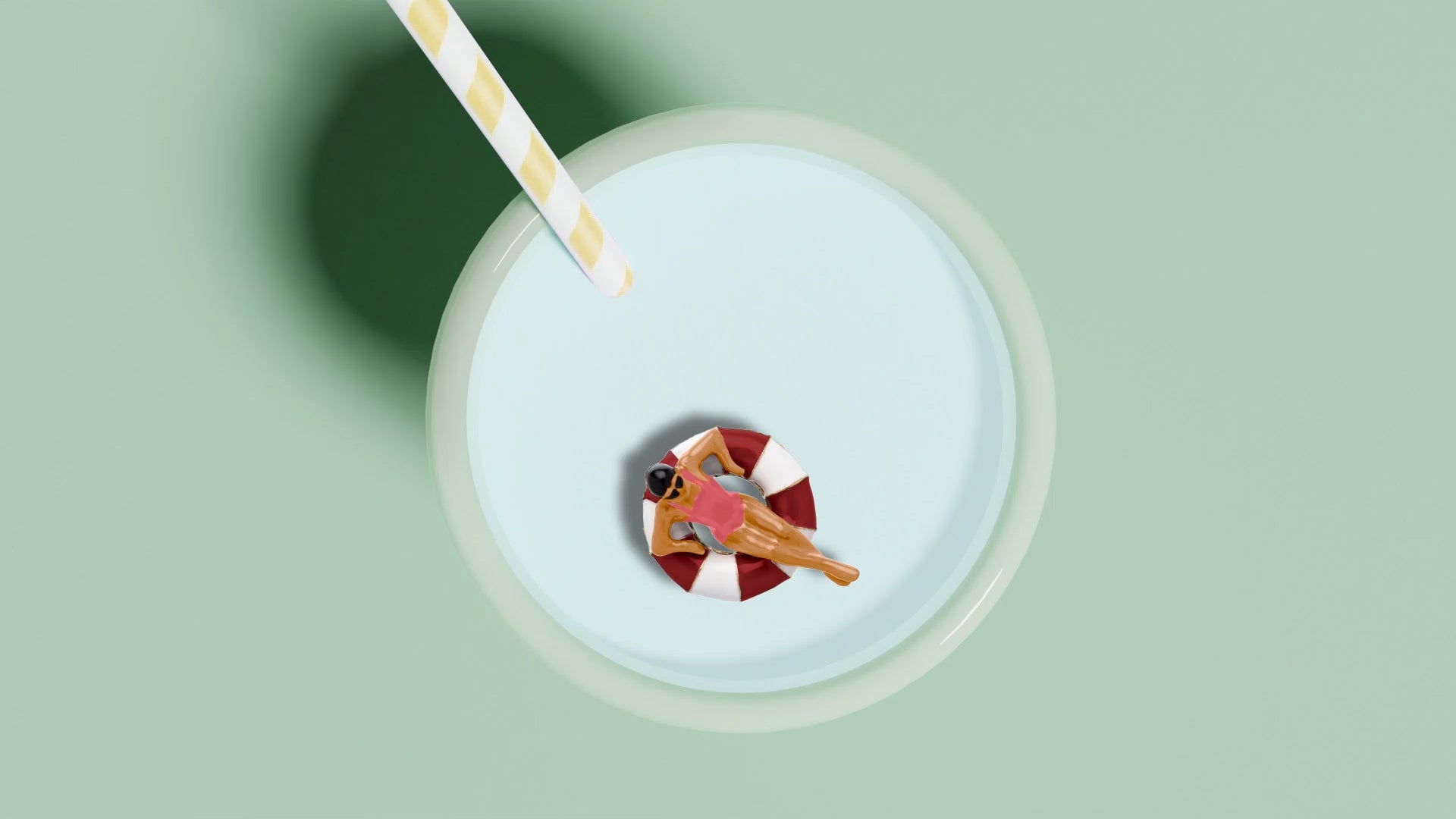 浮き輪に乗った少女の金のネックレス