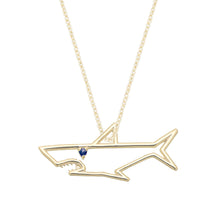 画像をギャラリービューアに読み込む, ブルーサファイアのついたサメの金のネックレス
