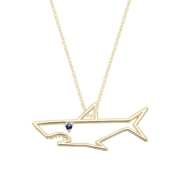 新品ALIITA クジラモチーフ　ブルーサファイアネックレス　9kゴールド aliita-necklace-shark-gold-